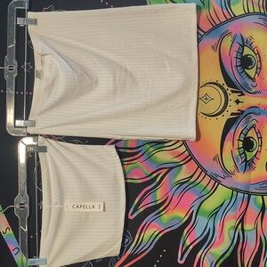 White Ribbed Tube Top and Skirt Set